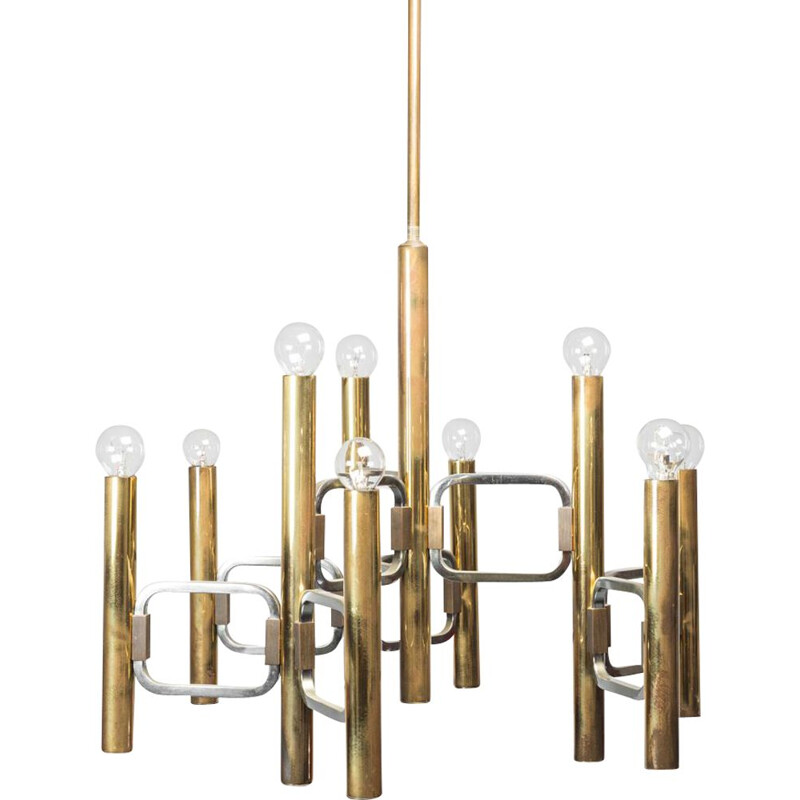 Vintage two-tone chandelier by Gaetano Sciolari, 1970s