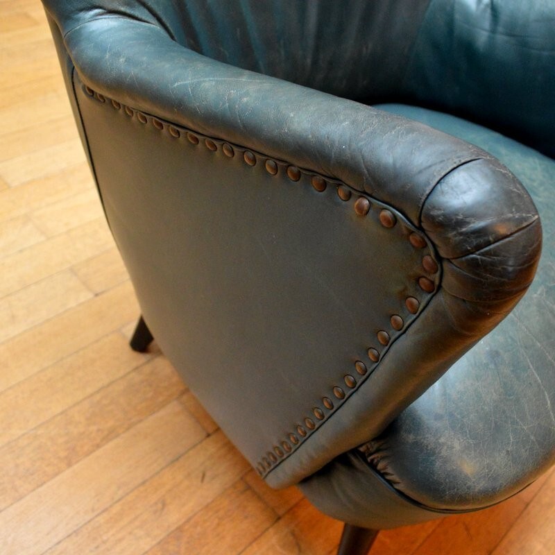 Cocktail leather armchair - 1950s