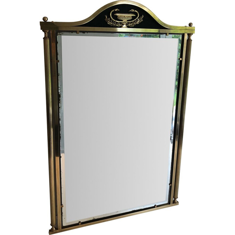 Vintage mirror in brass and lacquered sheet metal, France 1940
