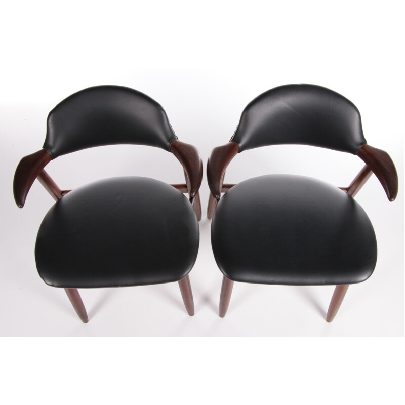 Pair of vintage Cowhorn chairs by Tijsseling for Hulmefa, 1960s