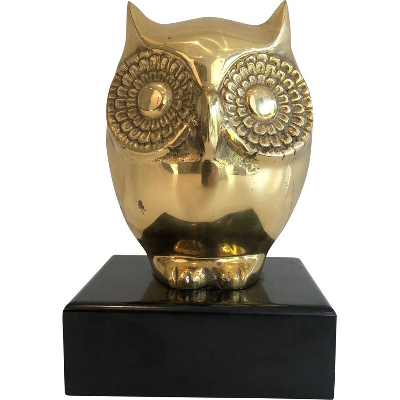 Vintage brass owl, 1970s