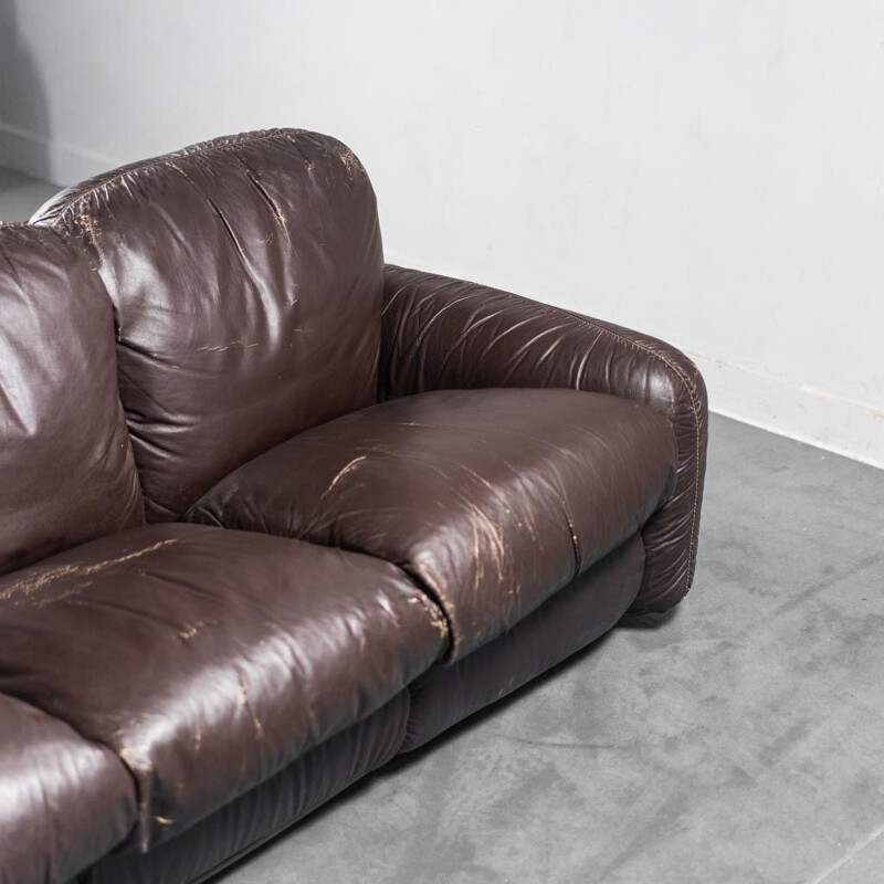 Vintage 3-seater Piumotto leather sofa by Arrigo Arrigoni for Busnelli, 1970s