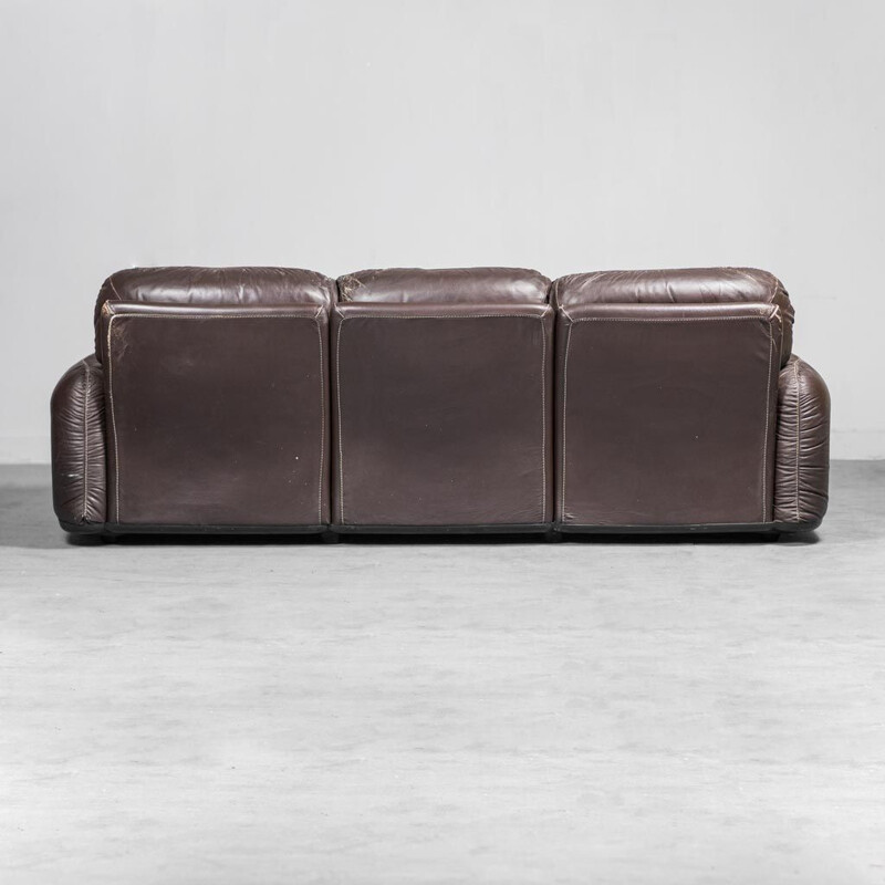 Vintage 3-seater Piumotto leather sofa by Arrigo Arrigoni for Busnelli, 1970s