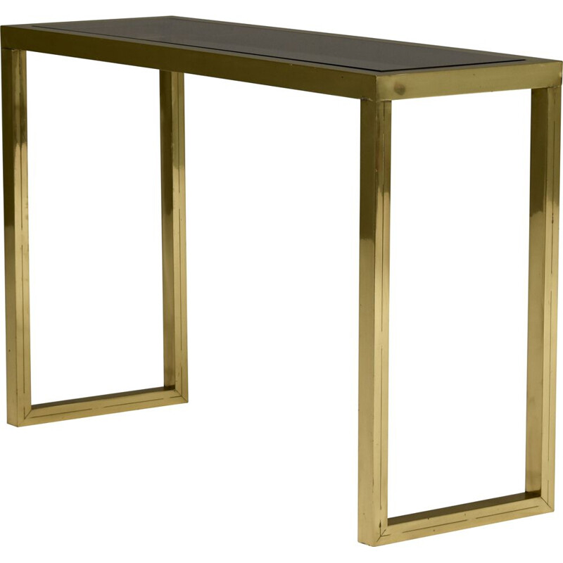 Vintage console table in brass and glass by Nanda Vigo, Italy 1970