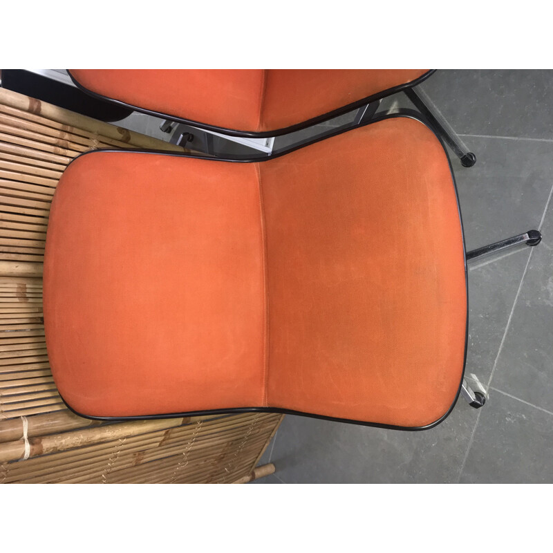 Paar vintage oranje bureaustoelen, 1970