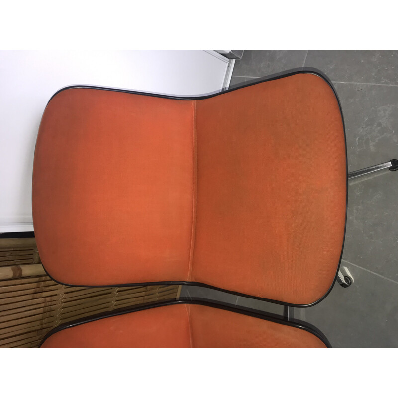Par de cadeiras de secretária giratórias laranja vintage, 1970