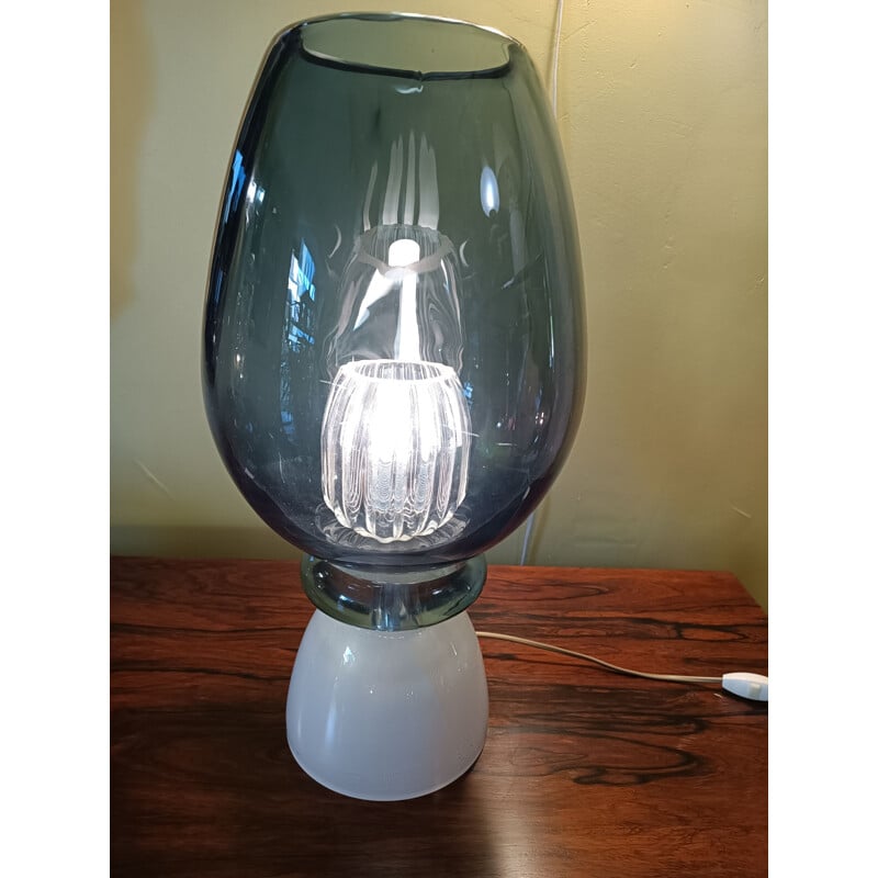 Lampe vintage en verre de Murano gris, Italie 1970