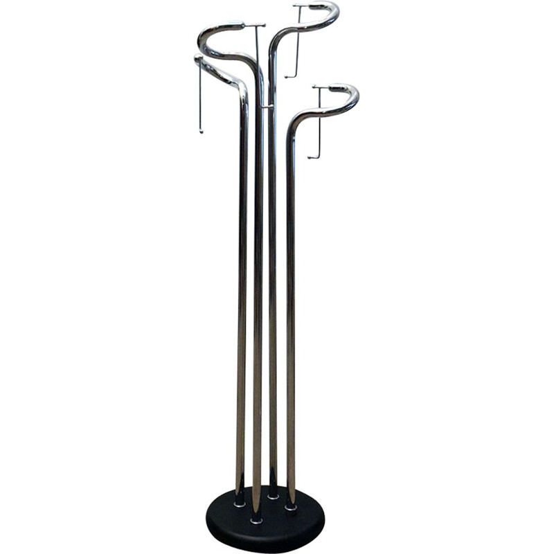 Vintage sculpture coat rack in chromed steel, Italy 1970