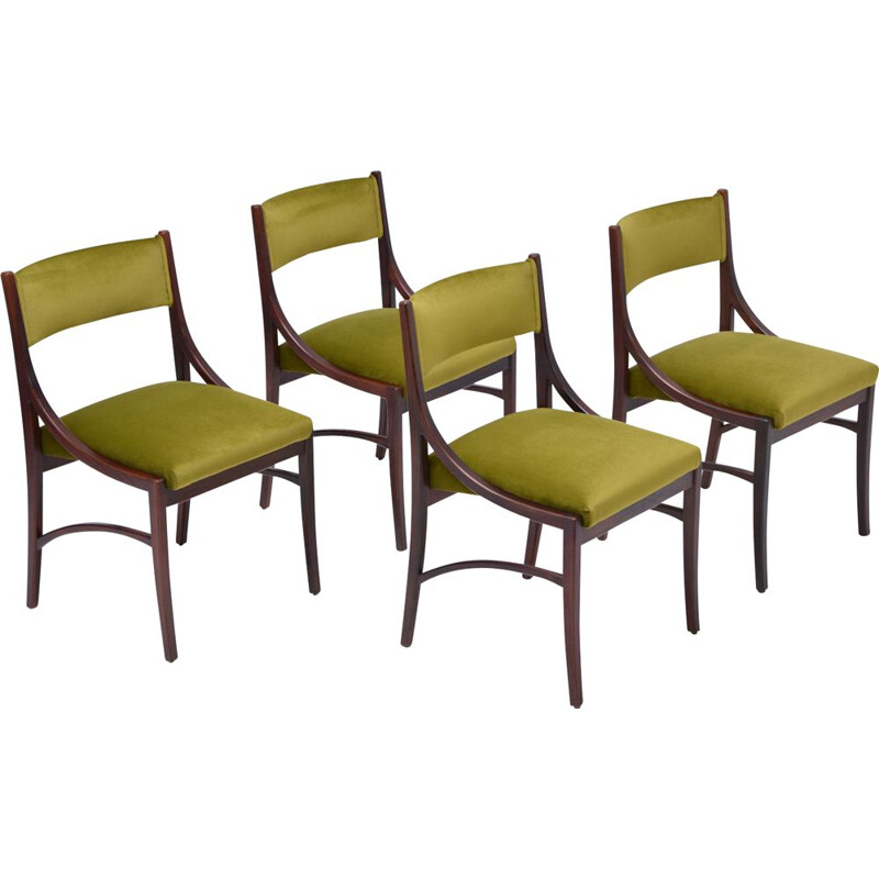 Set of 4 mid-century green dining chairs by Ico Parisi