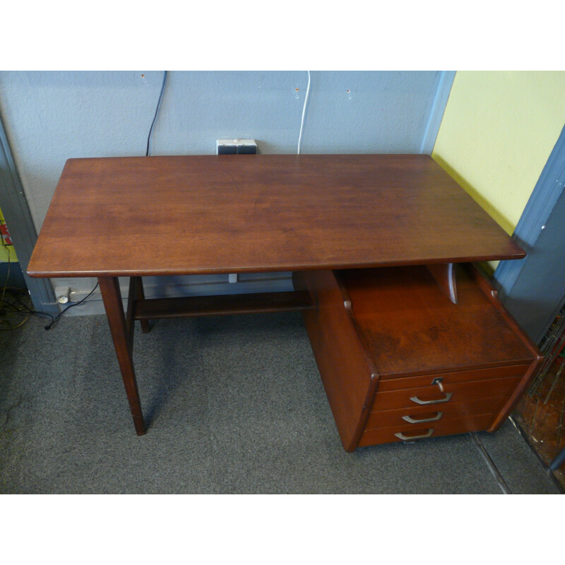 Mahogany desk, Jacques HAUVILLE - 1950s