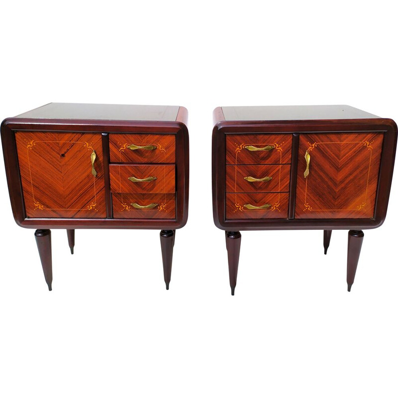 Pair of vintage teak night stands by Paolo Buffa, 1940s