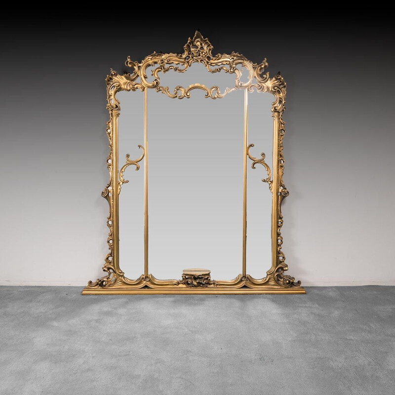 Vintage wall mirror in gold wood, 1950s