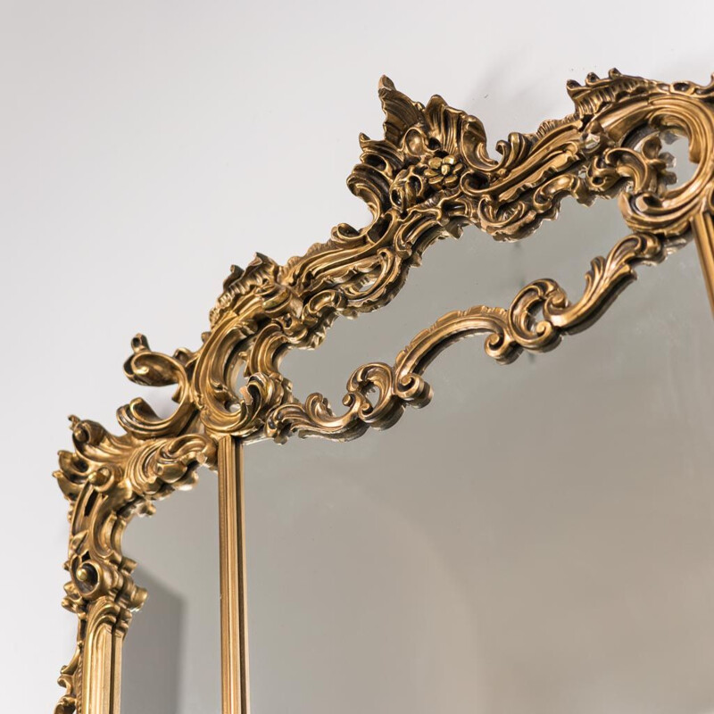 Vintage wall mirror in gold wood, 1950s