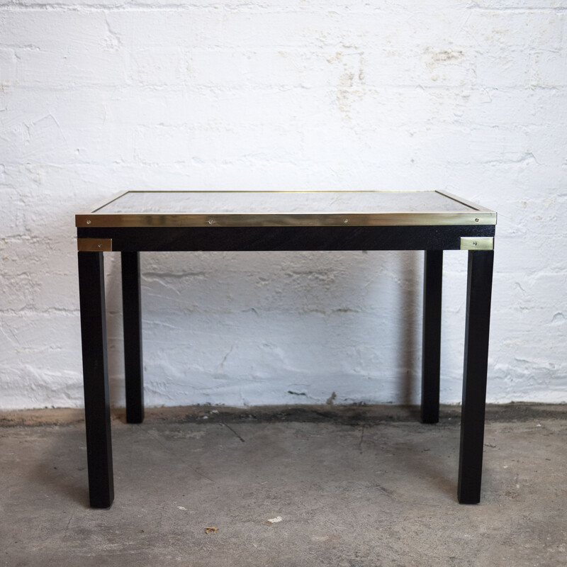 Vintage brass and glass Map side table, 1970s