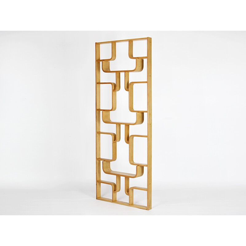 Drevopodnik Holesov vintage oak room divider, Ludvik VOLAK - 1960s 