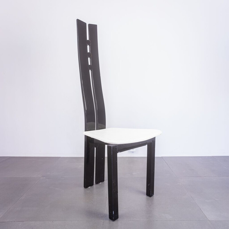 Set van 6 vintage gelakte houten stoelen van Pierre Cardin, 1980