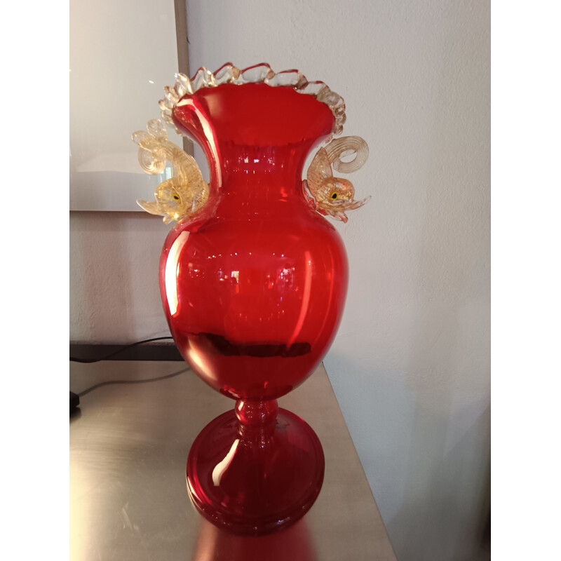 Vase vintage à têtes de Dauphins par Venir, Italie 1960