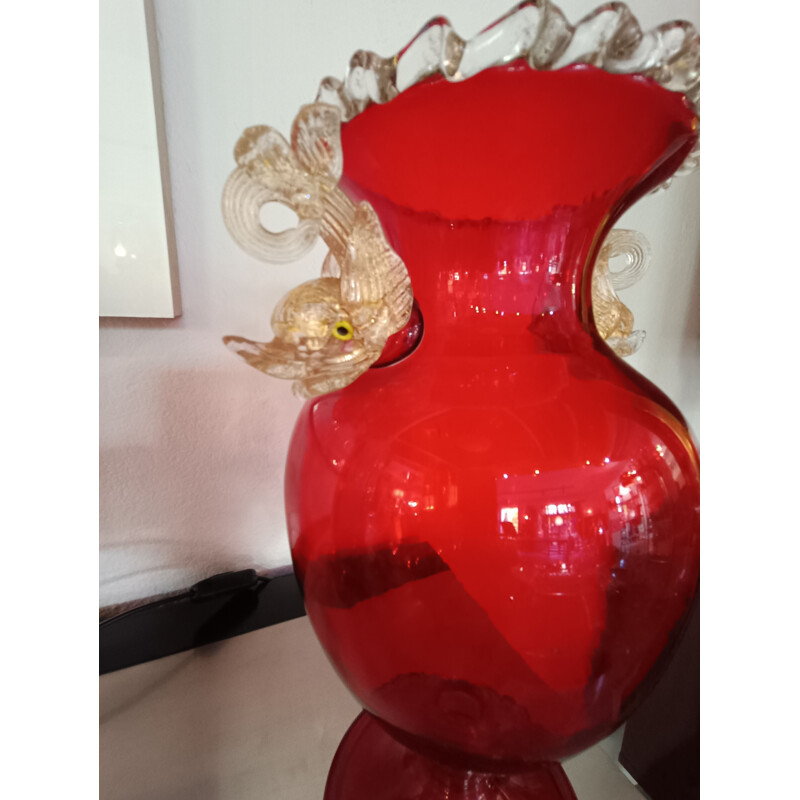 Vintage vase with dolphin heads by Venir, Italy 1960