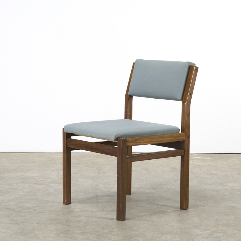 Suite de 4 chaises "SA07" Pastoe en teck et tissu bleu vert, Cees BRAAKMAN - 1960