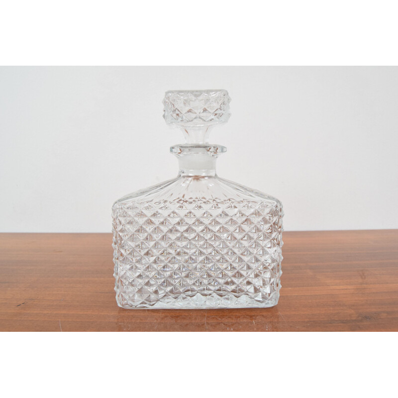 Vintage crystal glass decanter, Czechoslovakia 1950