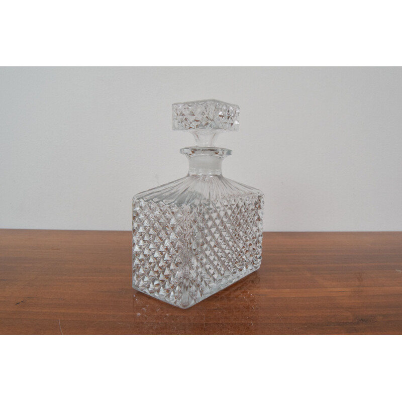 Vintage crystal glass decanter, Czechoslovakia 1950