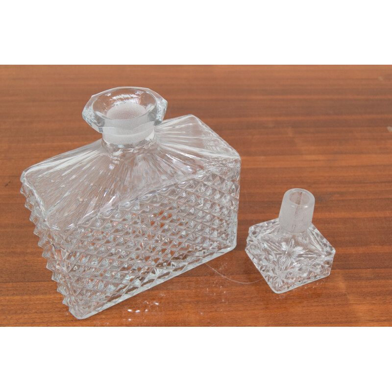 Vintage crystal glass decanter, Czechoslovakia 1950