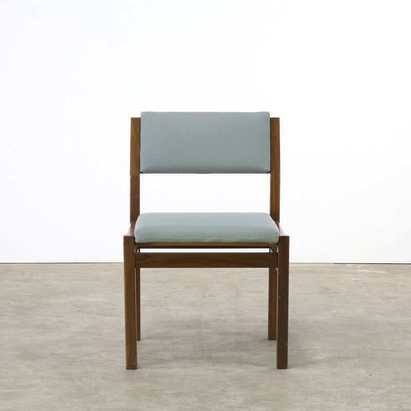 Set of 4 Pastoe "SA07" chairs in teak and blue green fabric, Cees BRAAKMAN - 1960s