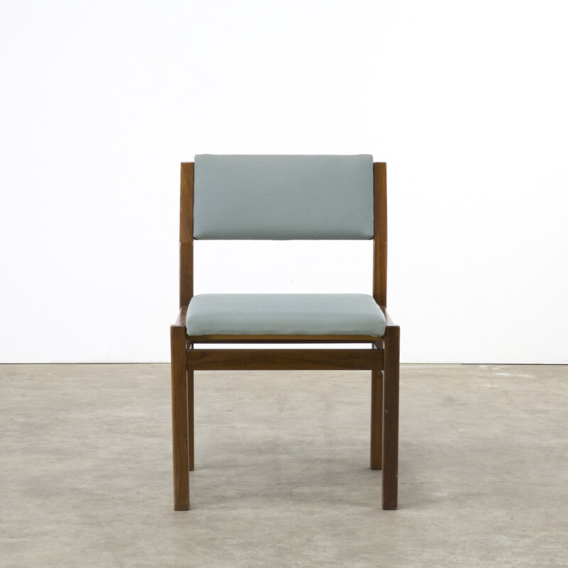 Set of 4 Pastoe "SA07" chairs in teak and blue green fabric, Cees BRAAKMAN - 1960s