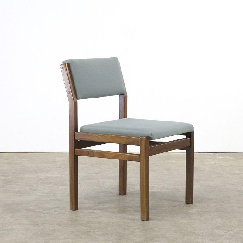 Set of 4 Pastoe "SA07" chairs in teak and blue green fabric, Cees BRAAKMAN - 1960s