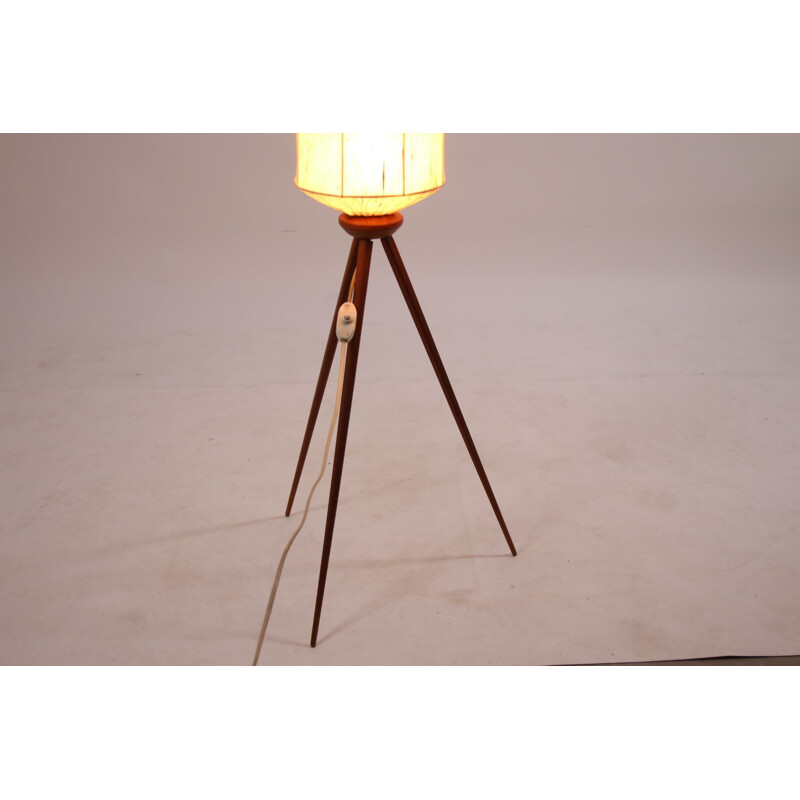 Vintage teak tripod floor lamp, 1950-1960s