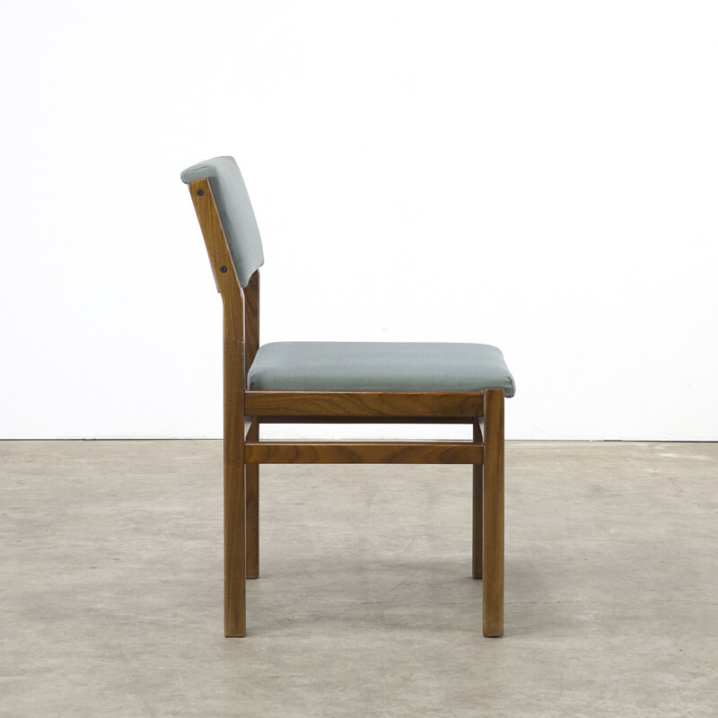 Set of 4 Pastoe "SA07" chairs in teak and blue green fabric, Cees BRAAKMAN - 1960s