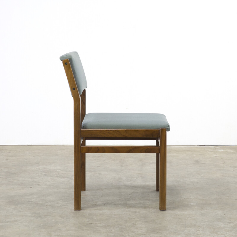 Suite de 4 chaises "SA07" Pastoe en teck et tissu bleu vert, Cees BRAAKMAN - 1960
