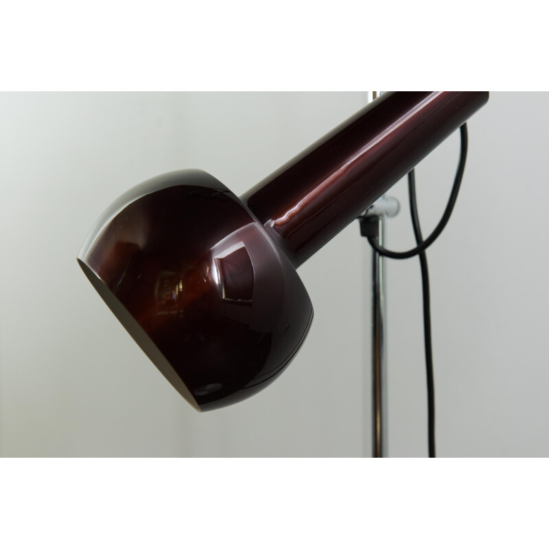 Vintage floor lamp with two adjustable spots in purple lacquered metal