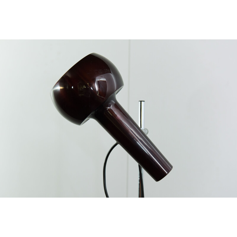 Vintage floor lamp with two adjustable spots in purple lacquered metal