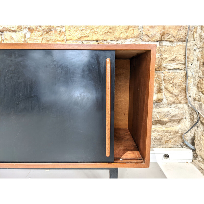 Vintage Cansado mahogany highboard with black and white doors by Charlotte Perriand for Steph Simon, 1960