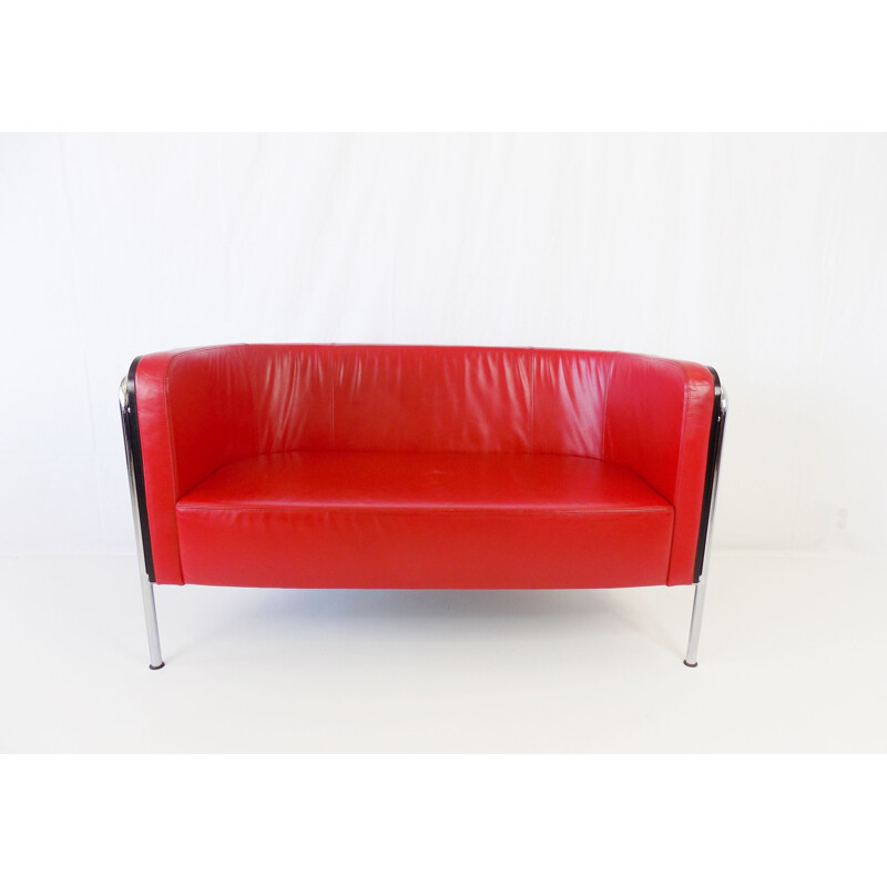 Vintage Thonet S 3002 leather two-seater sofa by Christoph Zschocke