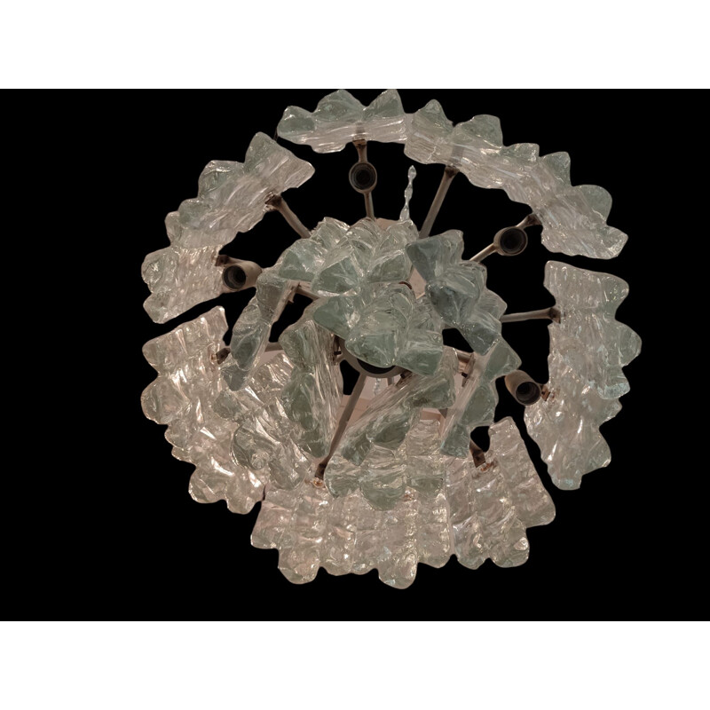 Vintage ice frost glass chandelier by Jt Kalmar, 1960