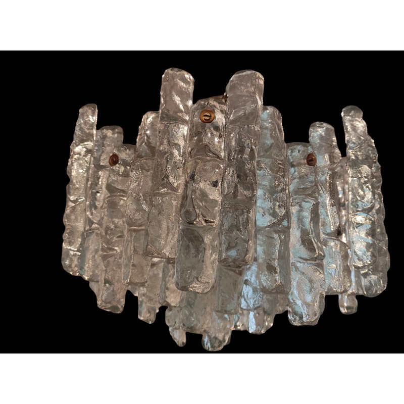 Vintage ice frost glass chandelier by Jt Kalmar, 1960