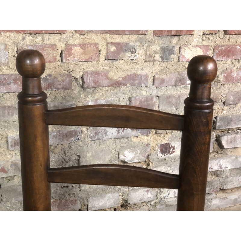 Pair of vintage oak straw chairs by Charles Dudouyt, 1930