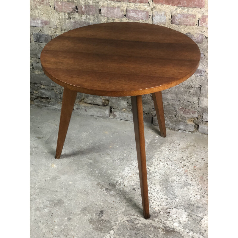 Vintage beechwood veneer side table, 1950
