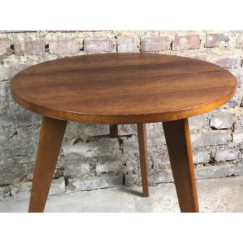 Vintage beechwood veneer side table, 1950