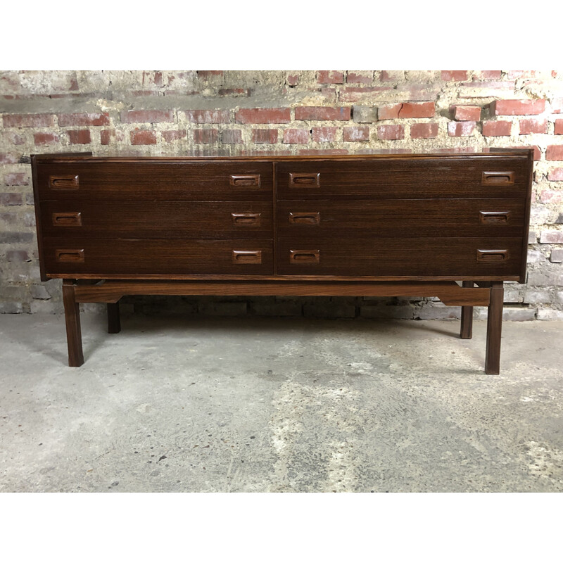 Scandinavian vintage sideboard in rosewood veneer, 1960-1970