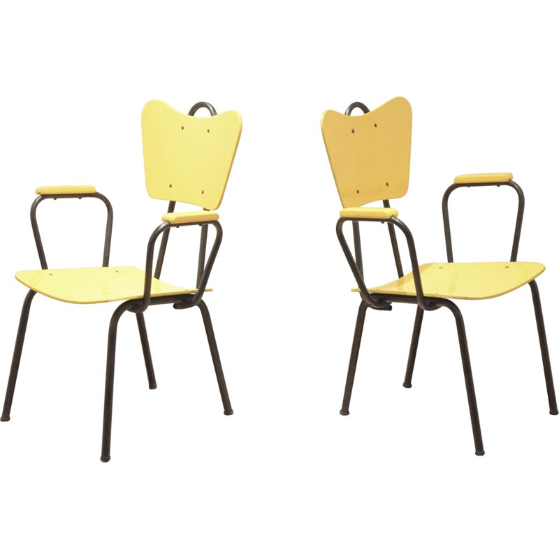 Paire de fauteuils Arteluce noir et jaune - 1950