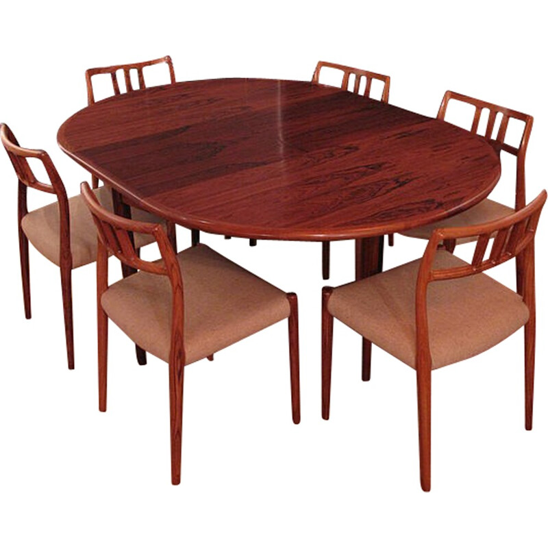 J.L Moller Mobelfabrik "Model 15" rosewood dining table, Niels MOLLER - 1960s
