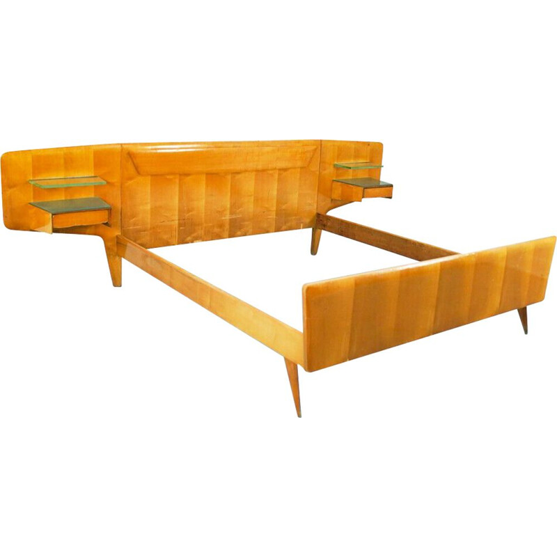 Vintage-Doppelbett aus Holz von Vittorio