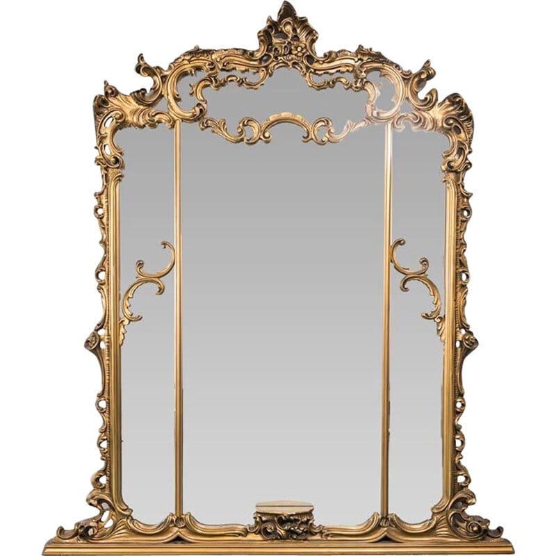 Vintage wall mirror in gold wood, 1950s