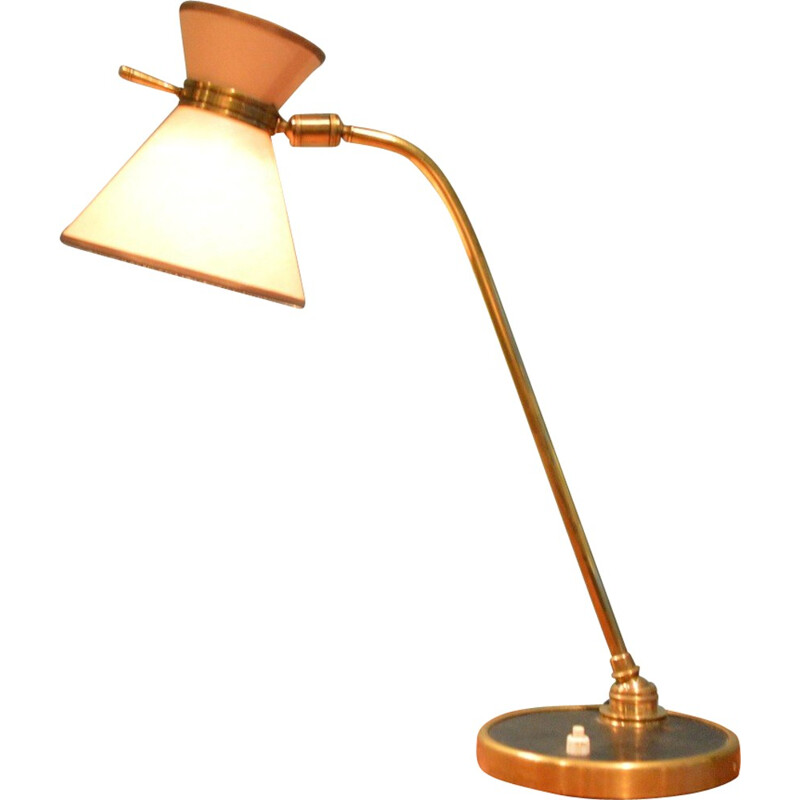 French Lunel table lamp in brass and paper - 1960s