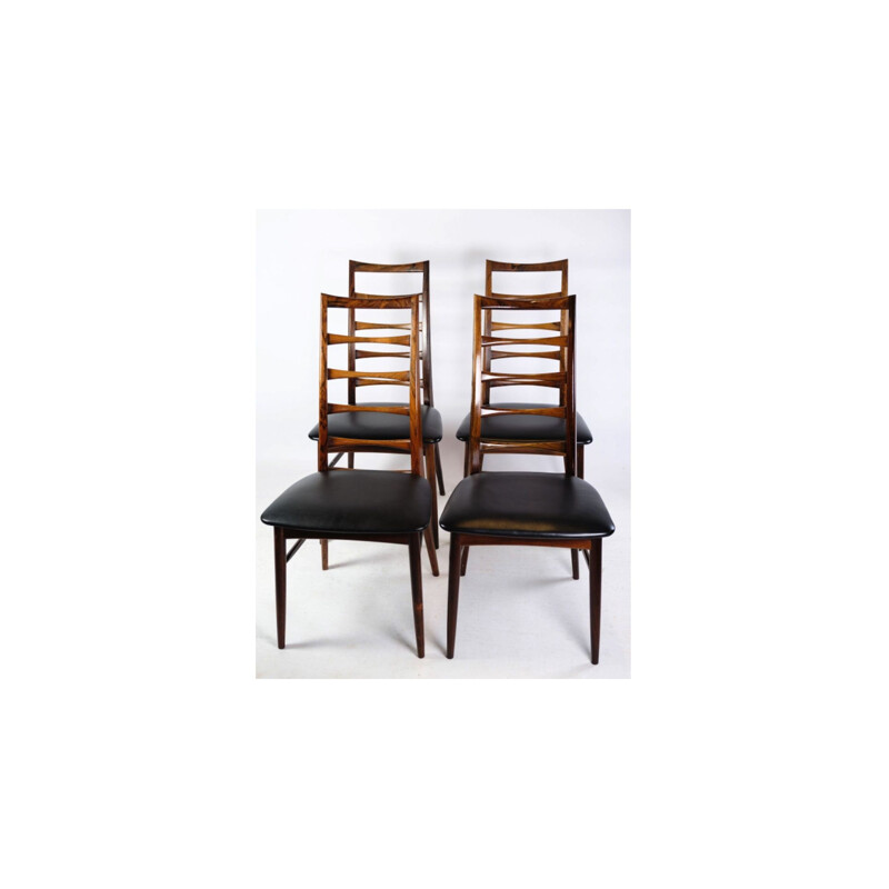 Set van 4 vintage rozenhouten stoelen met hoge rugleuning van Niels Kofoed, 1960