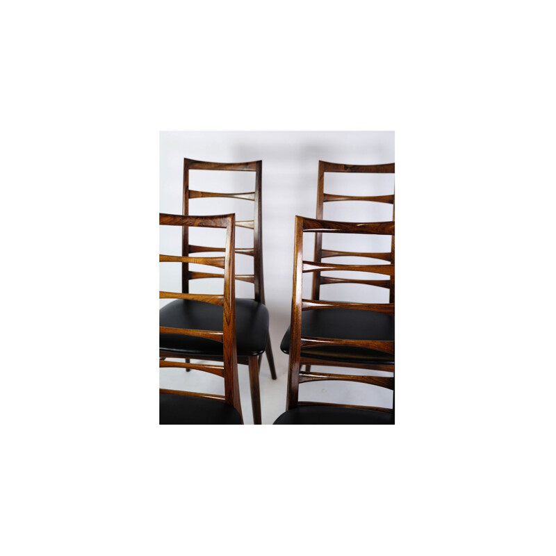 Satz von 4 Vintage-Stühlen aus Palisanderholz mit hoher Rückenlehne von Niels Kofoed, 1960