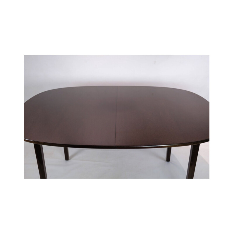 Vintage dark mahogany dining table by Ole Wancher for P. Jeppesen